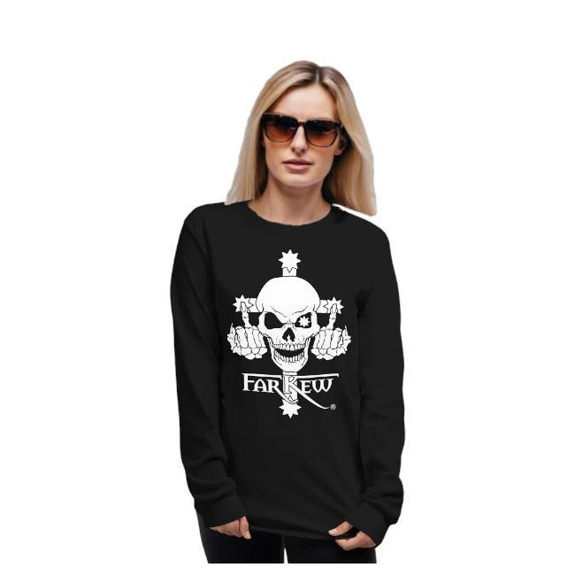 Embrace Bold Confidence with the Farkew Skull Logo Ladies Long Sleeve Shirt