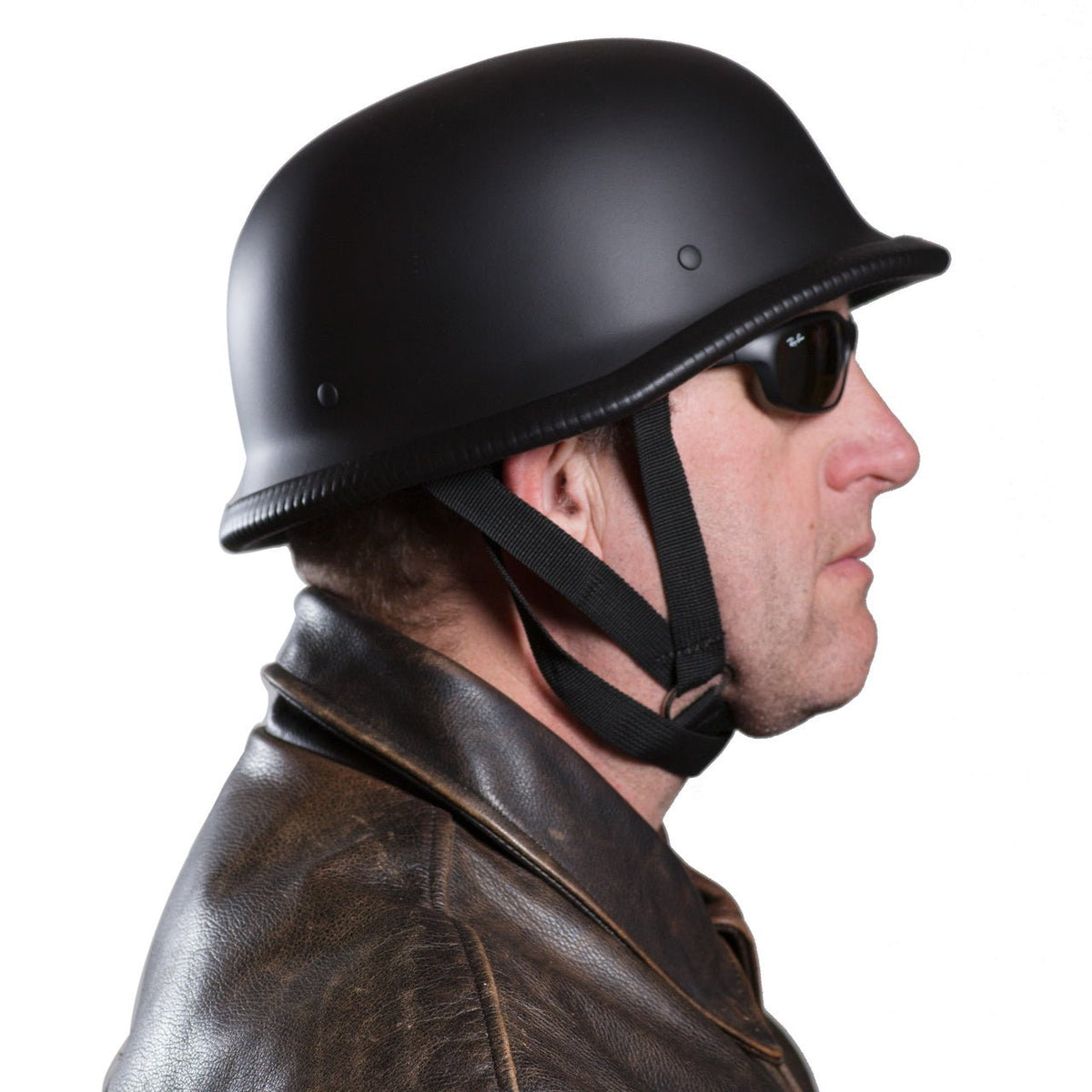 german motorcycle helmet on head German style Motorcycle helmet skull cap fiberglass Matte black Harley – FarKew