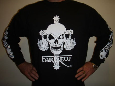Far Kew FUCK YOU Skull & Middle Fingers Flip the bird Long Sleeve