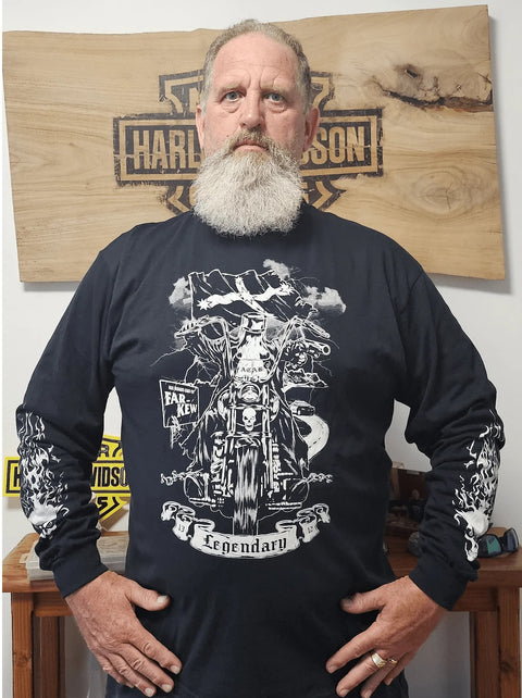 Ned Kelly On A Harley - Men's Long Sleeve Shirt