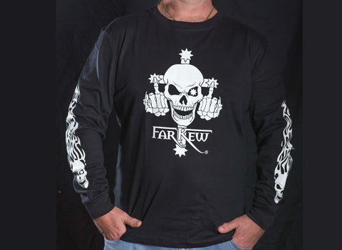 Far Kew FUCK YOU Skull & Middle Fingers Flip the bird Long Sleeve