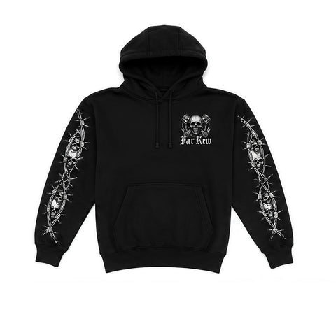 Far Kew Scull and Crossed  Pistons Hoodie Back Print