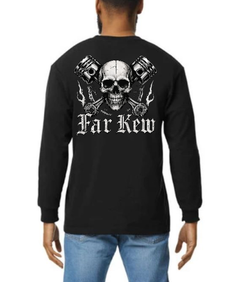 Far Kew Skull and Crossed Pistons - Men's Long Sleeve Shirt